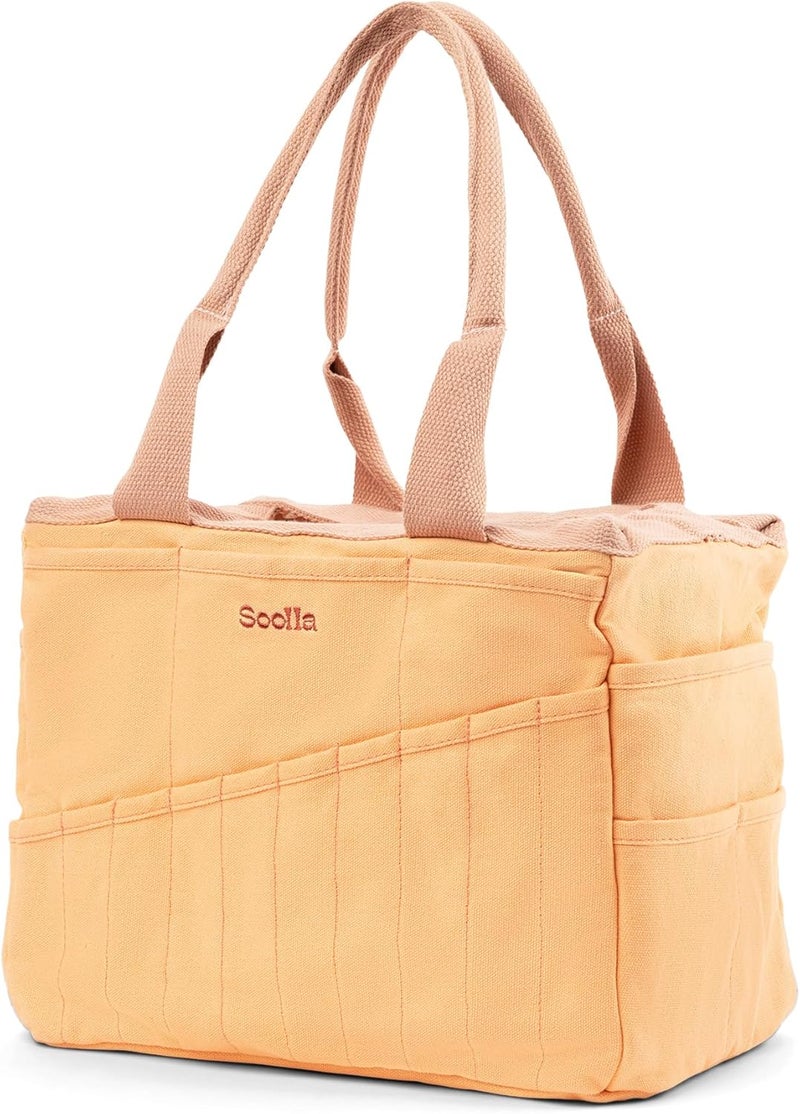 Soolla Studio Bag: Art Supply Storage Organizer & Pottery Tool Bag, Washable Craft Tote, Knitting Yarn, Crochet Projects, 30 Pockets, 15+ Canvas Colors, Artist Gift for Adults (Creamsicle Crush) - Image 4